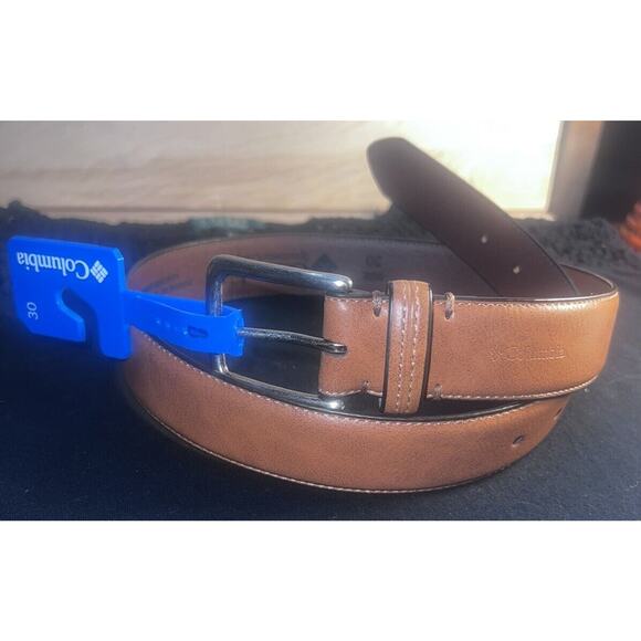 New Columbia Men’s Leather Belt Size 30”/75 Tan Brown Style 11CO02L4 - Picture 1 of 5
